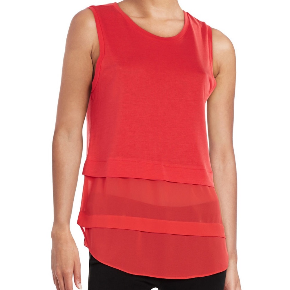 Michael Kors Red Coral Contrast Hem Tank Top